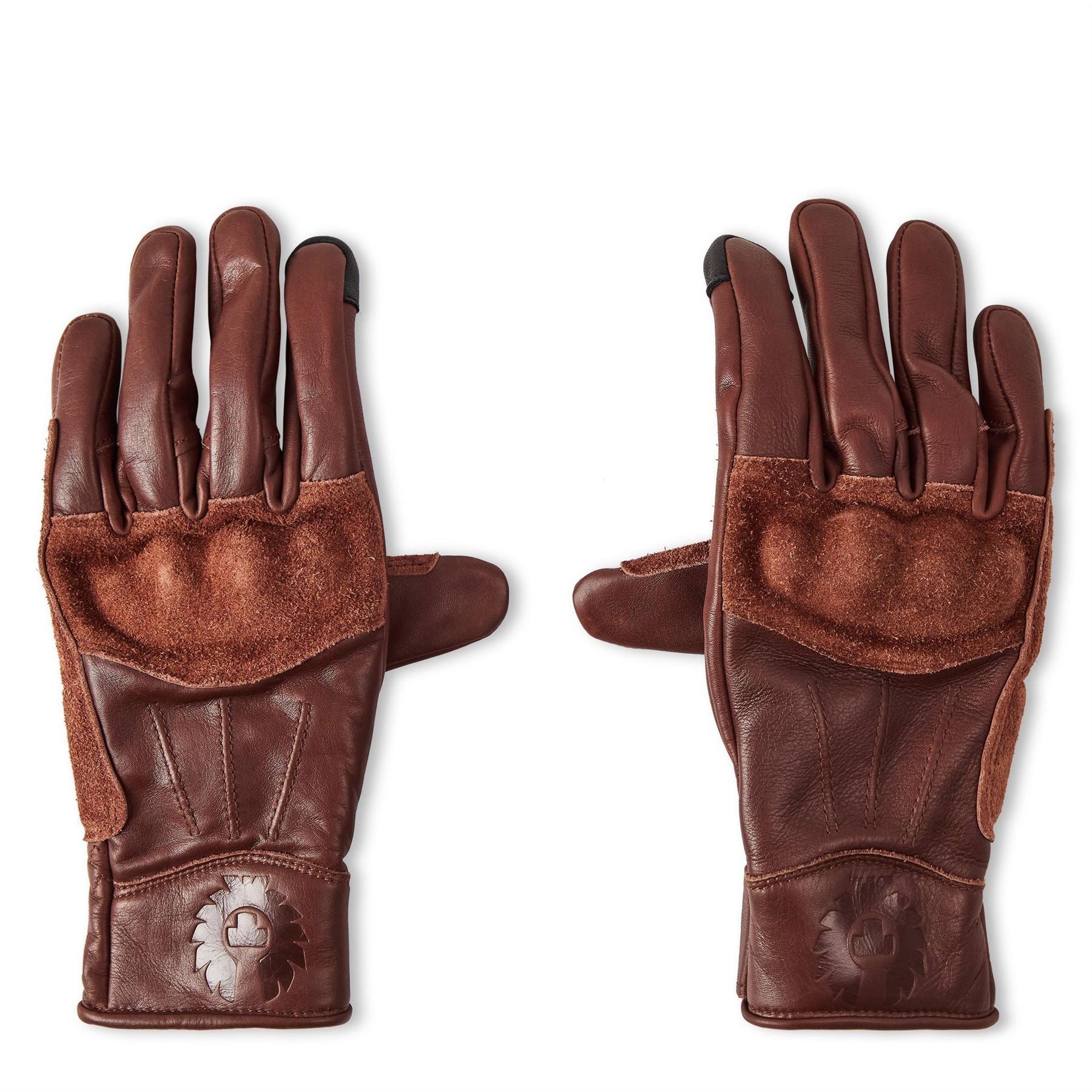 Tan - Front - Belstaff Unisex Adult Clinch Leather Motorcycle Gloves