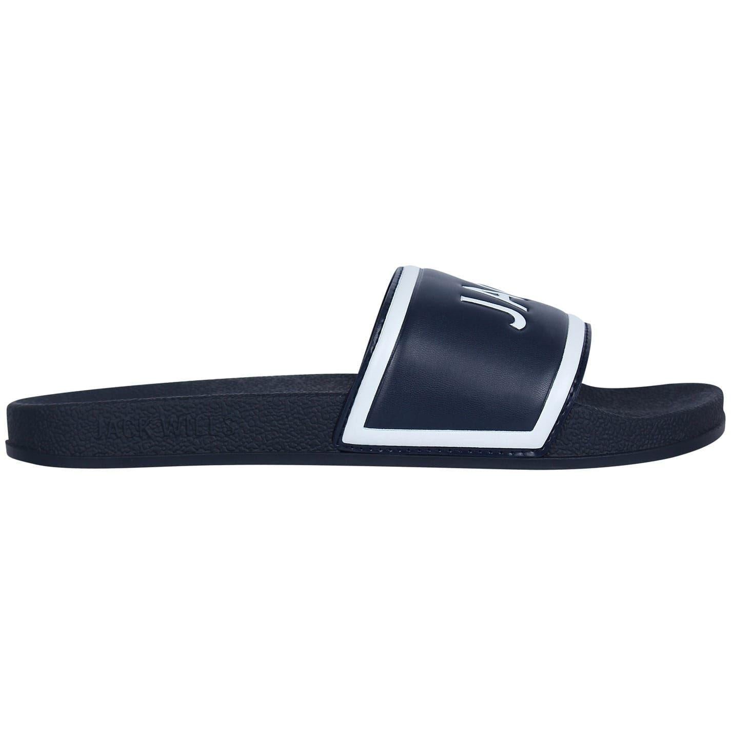 Navy - Front - Jack Wills Mens Logo Sliders