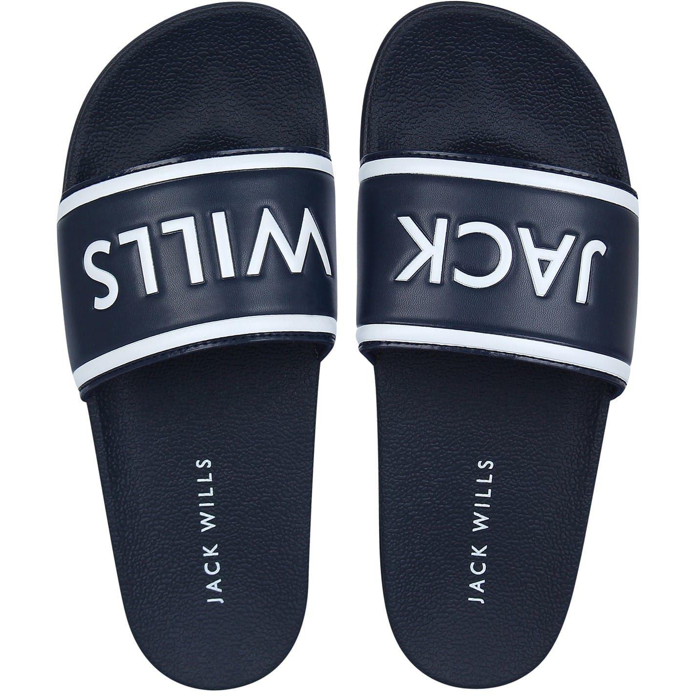Navy - Side - Jack Wills Mens Logo Sliders
