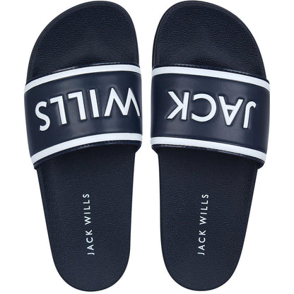 Navy - Side - Jack Wills Mens Logo Sliders