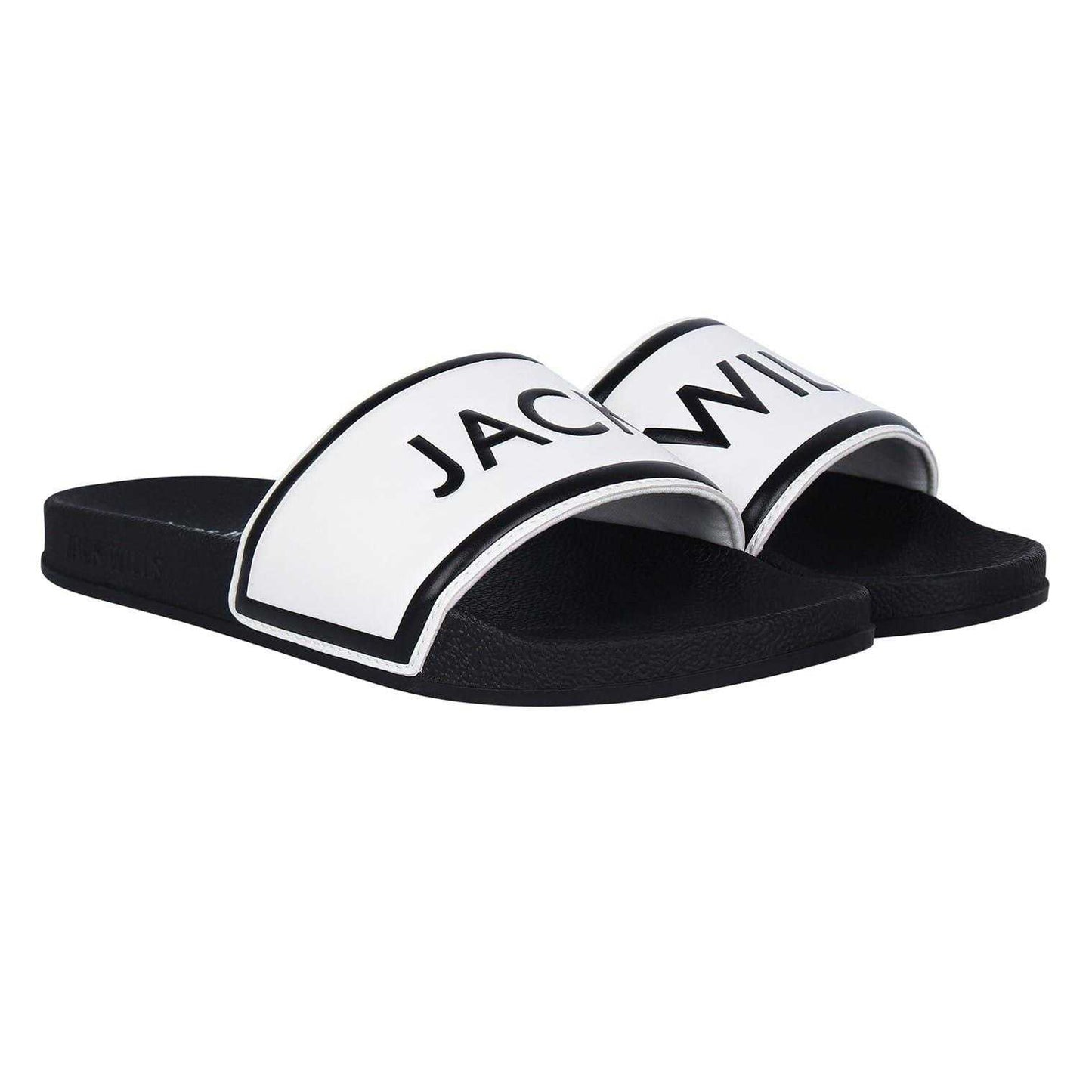 White-Black - Front - Jack Wills Mens Logo Sliders