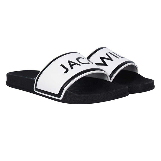 White-Black - Front - Jack Wills Mens Logo Sliders