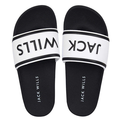 White-Black - Lifestyle - Jack Wills Mens Logo Sliders