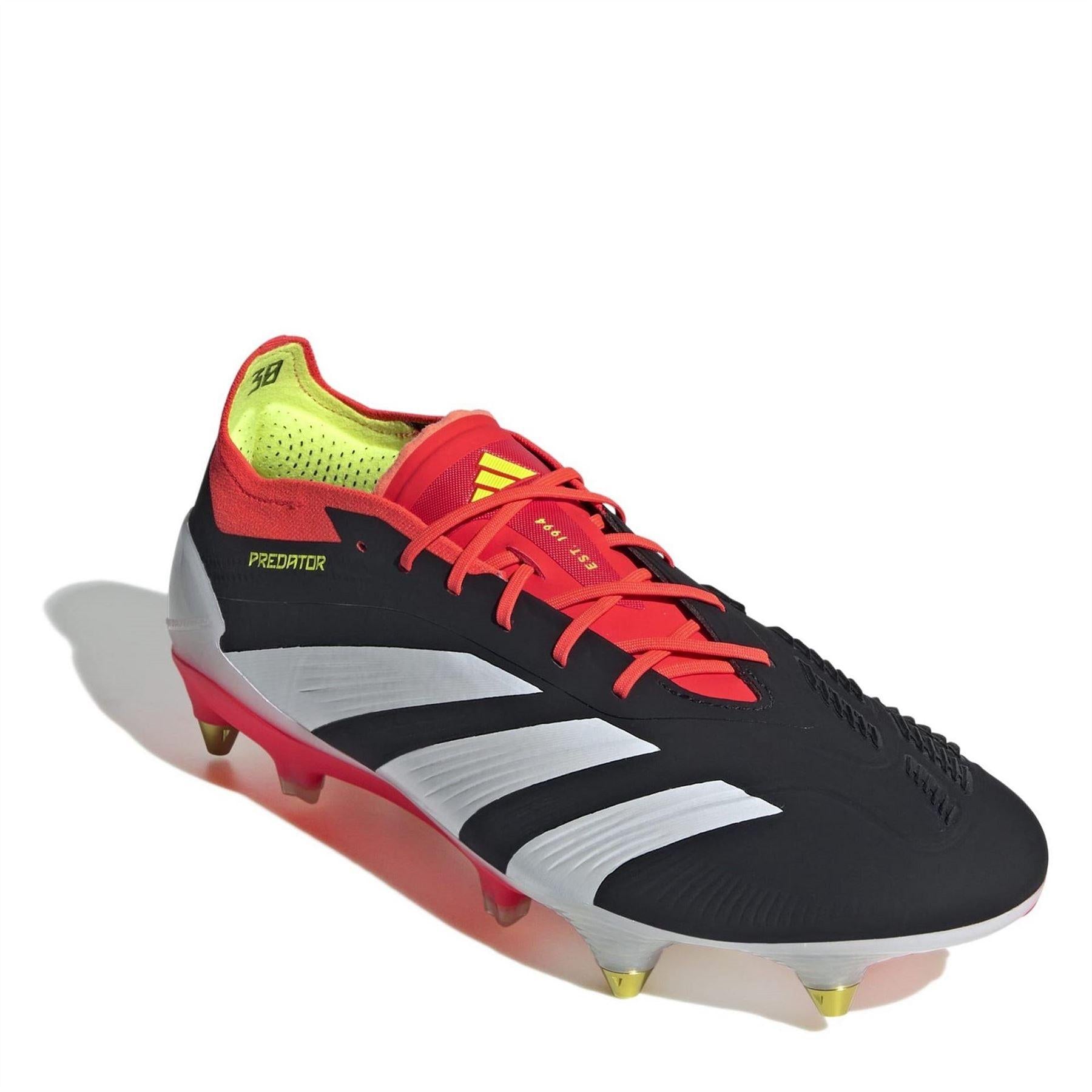 Black-White-Red - Side - Adidas Unisex Adult Predator Soft Ground Football Boots