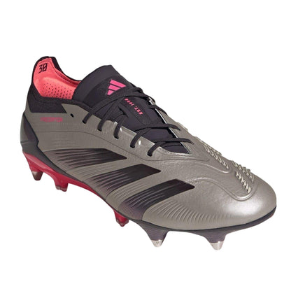 Silver-Black - Front - Adidas Unisex Adult Predator Soft Ground Football Boots