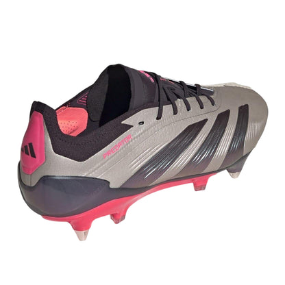 Silver-Black - Back - Adidas Unisex Adult Predator Soft Ground Football Boots