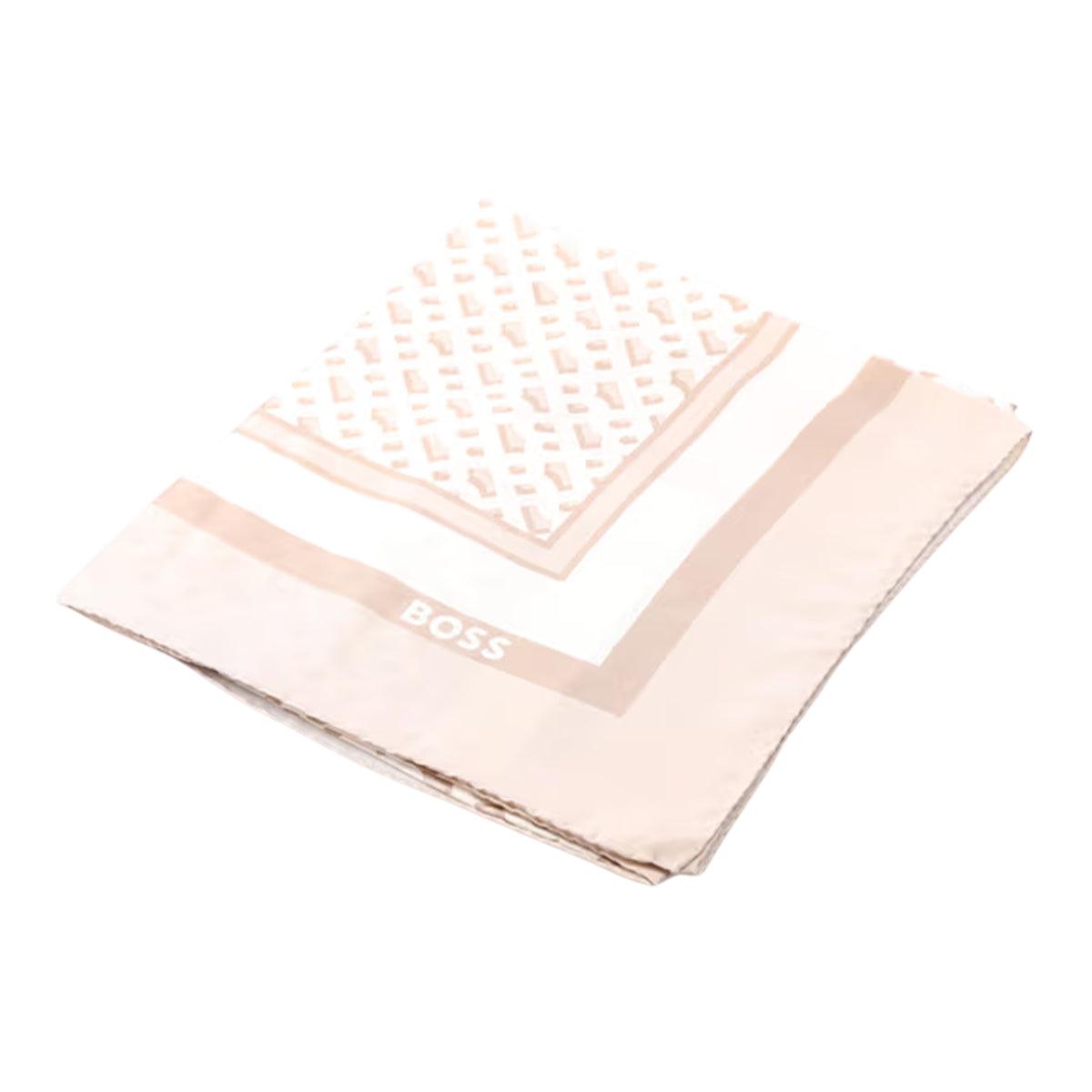 Beige - Back - Boss Womens-Ladies Lainy Monogram Silk Scarf