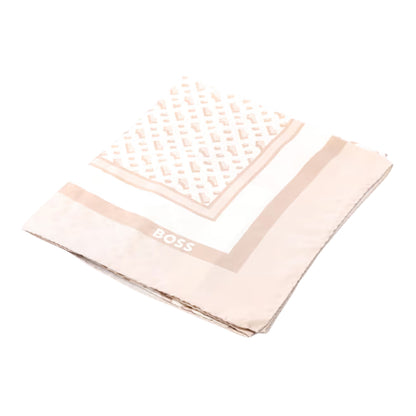 Beige - Back - Boss Womens-Ladies Lainy Monogram Silk Scarf