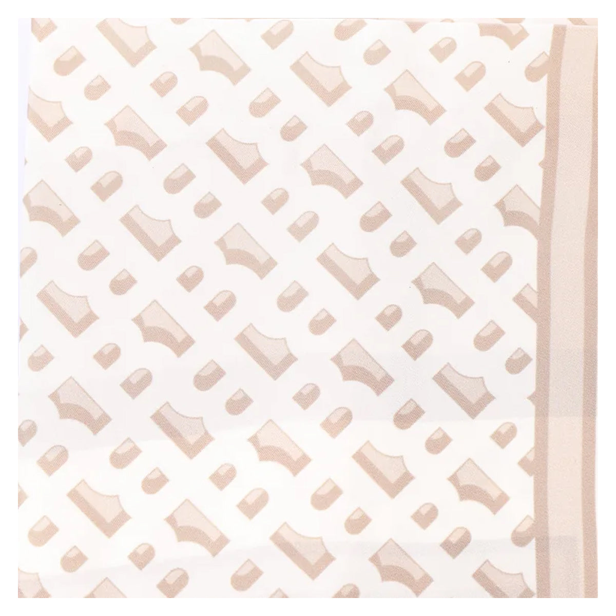 Beige - Side - Boss Womens-Ladies Lainy Monogram Silk Scarf