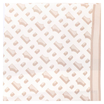 Beige - Side - Boss Womens-Ladies Lainy Monogram Silk Scarf