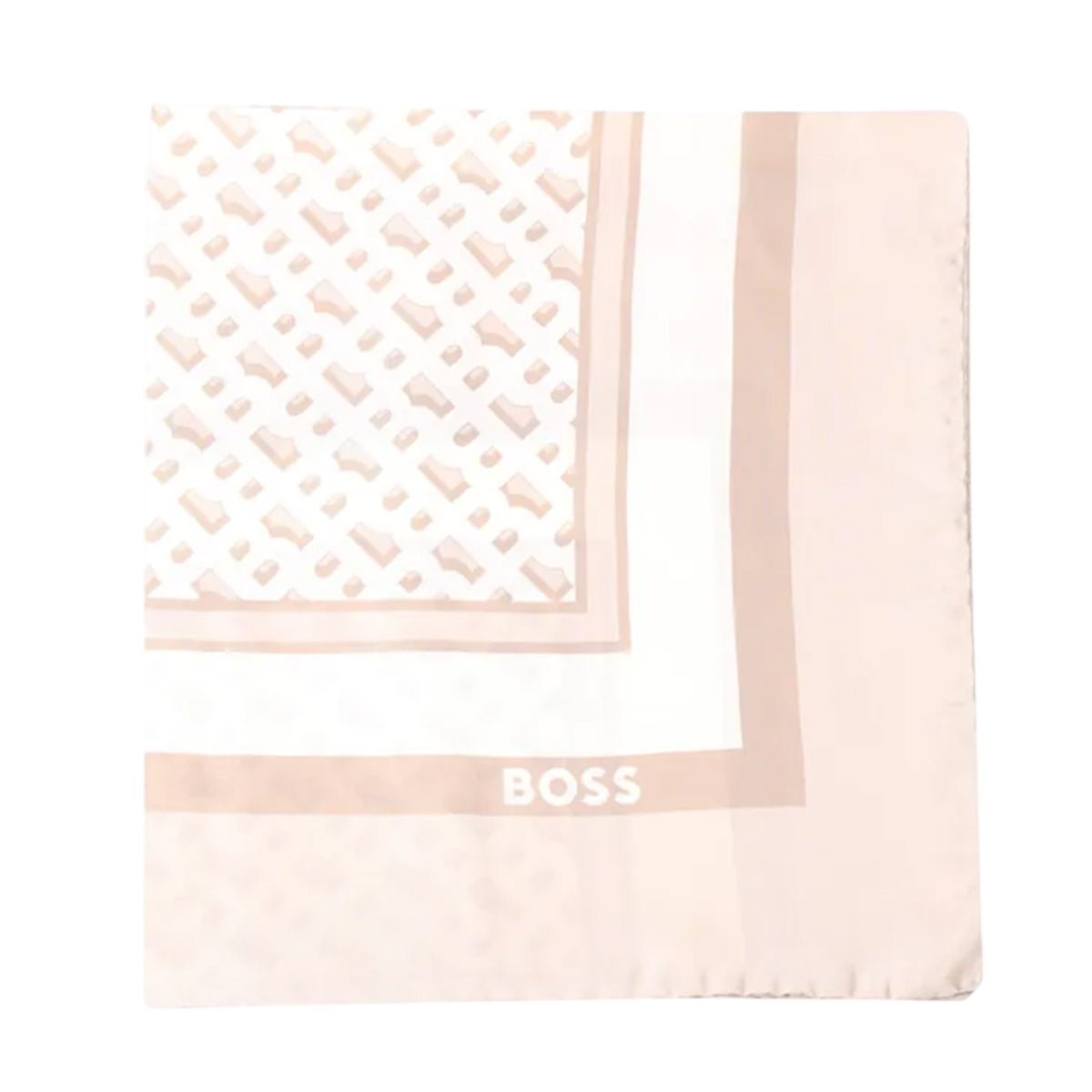 Beige - Front - Boss Womens-Ladies Lainy Monogram Silk Scarf