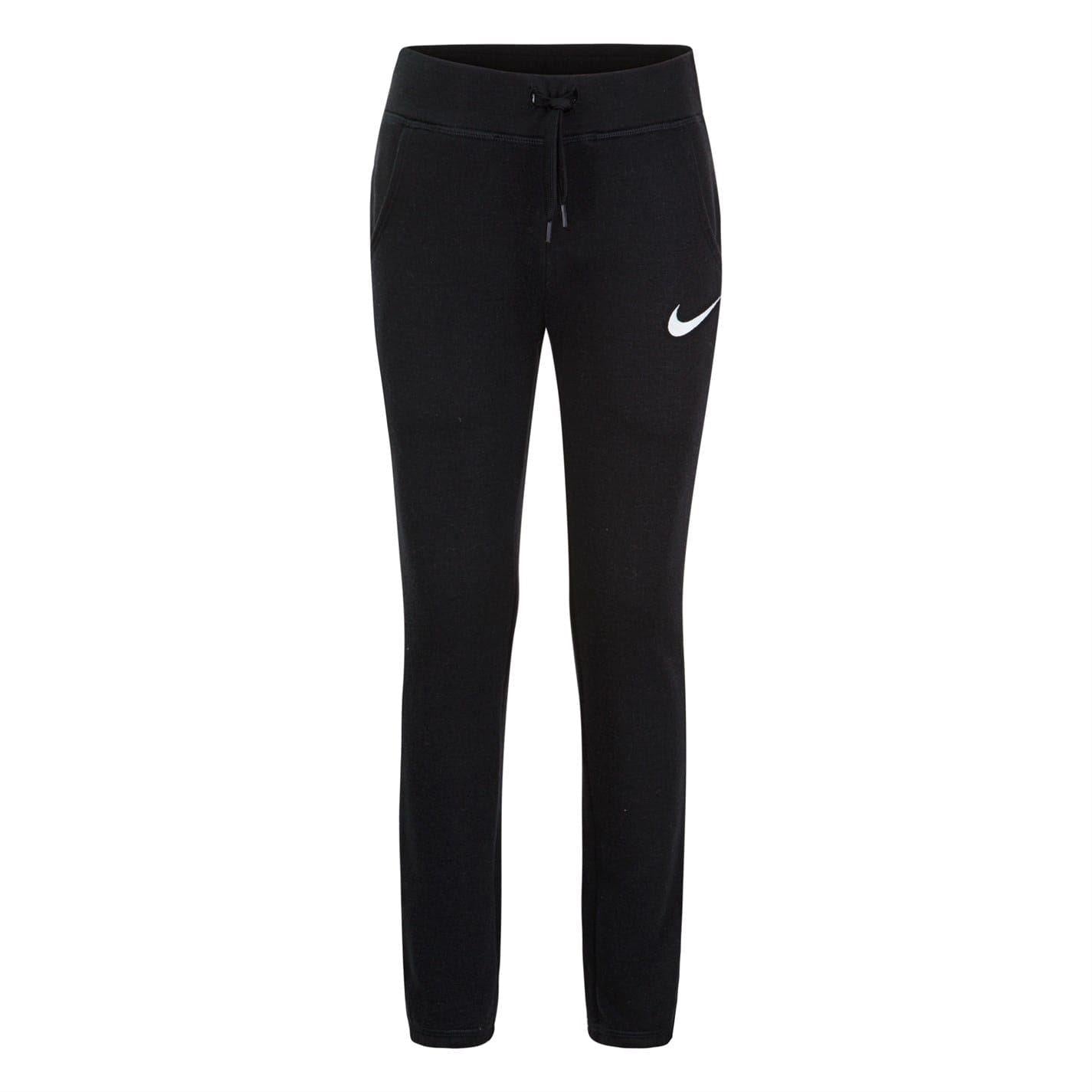 Black - Front - Nike Childrens-Kids Fleece Swoosh Jogging Bottoms