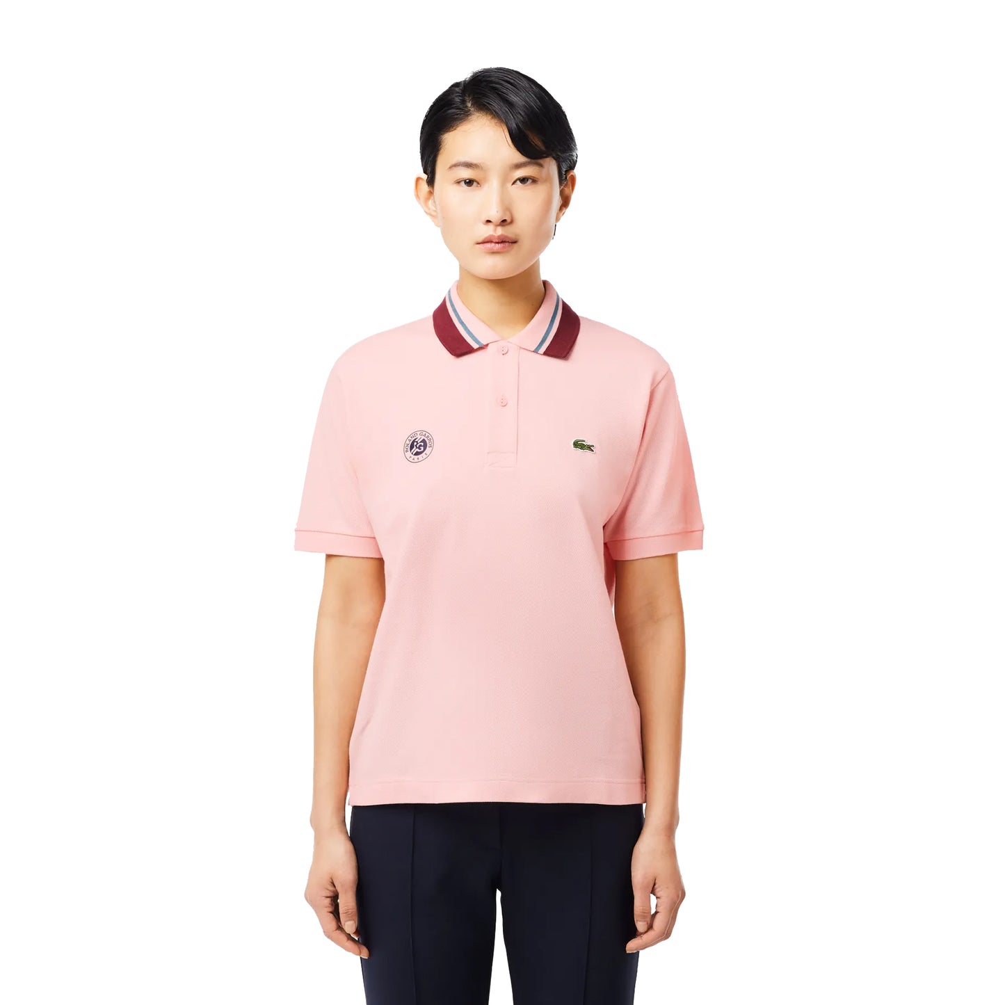 Pink - Side - Lacoste Unisex Adult Roland-Garros Edition Umpire Sport Polo Shirt