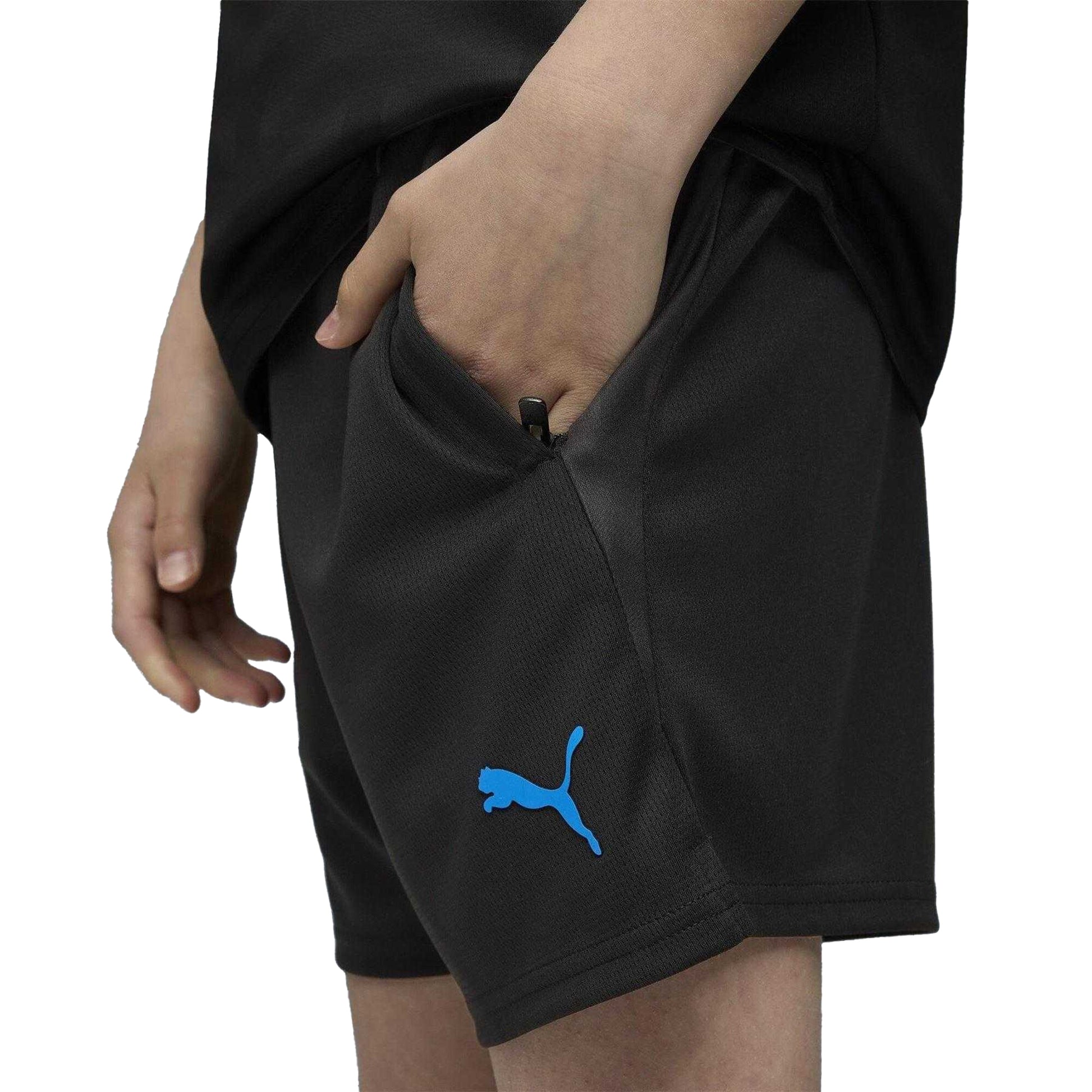 Black-Blue - Side - Puma Childrens-Kids Cup Shorts