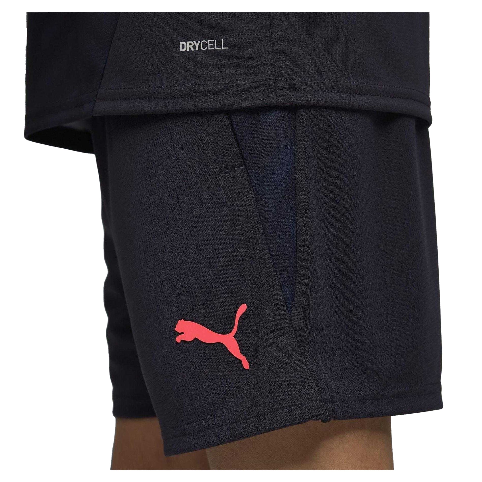 Navy-Orange - Side - Puma Childrens-Kids Cup Shorts