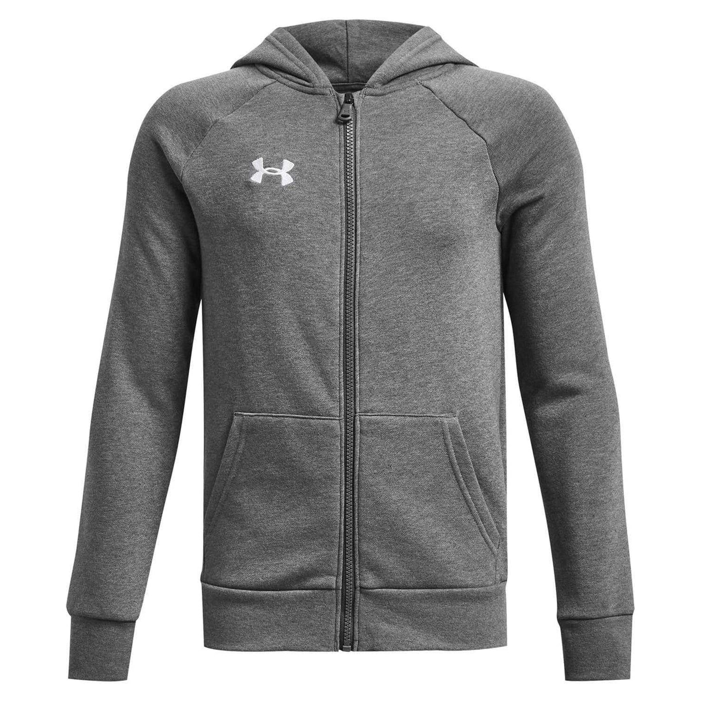 Grey - Front - Under Armour Boys Logo Full Zip Hoodie