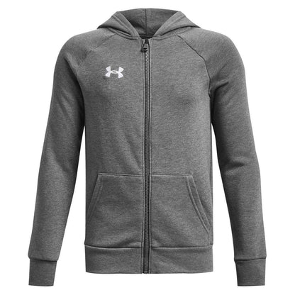 Grey - Front - Under Armour Boys Logo Full Zip Hoodie