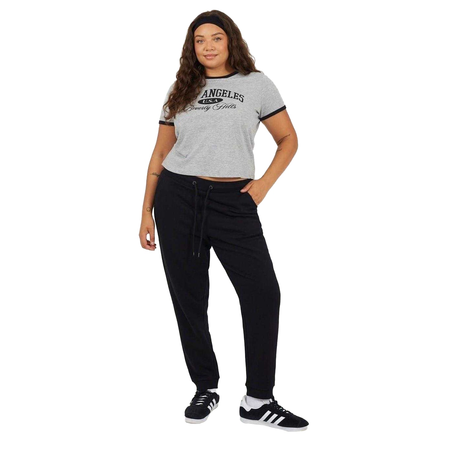 Black - Lifestyle - Brave Soul Womens-Ladies Plus Jogging Bottoms