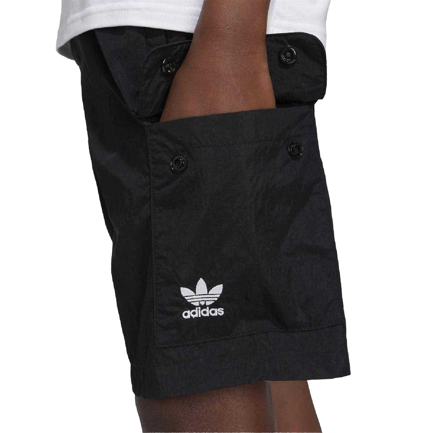 Black - Side - Adidas Childrens-Kids Originals Cargo Shorts