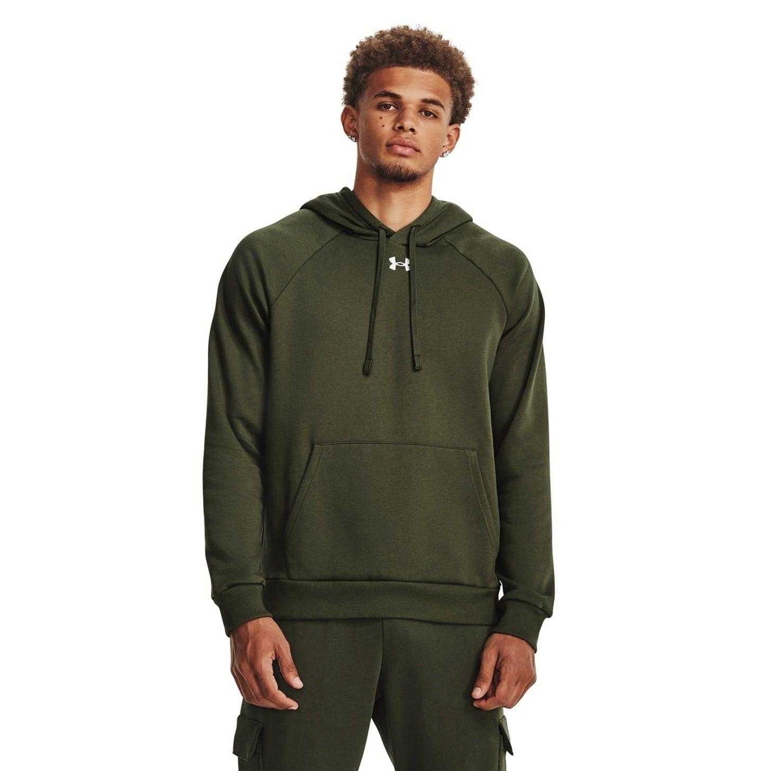 Marine-White - Side - Under Armour Mens Fleece Hoodie