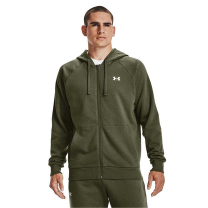 Marine OD Green - Side - Under Armour Mens Rival Fleece Full Zip Hoodie