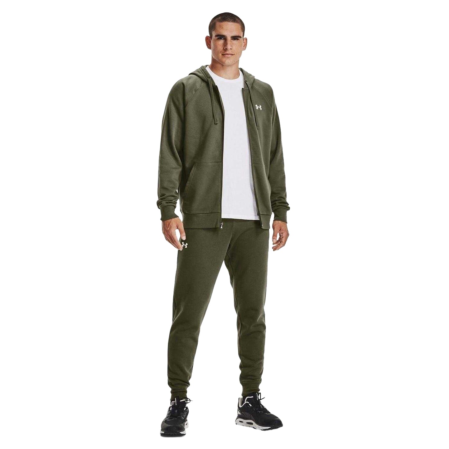 Marine OD Green - Lifestyle - Under Armour Mens Rival Fleece Full Zip Hoodie