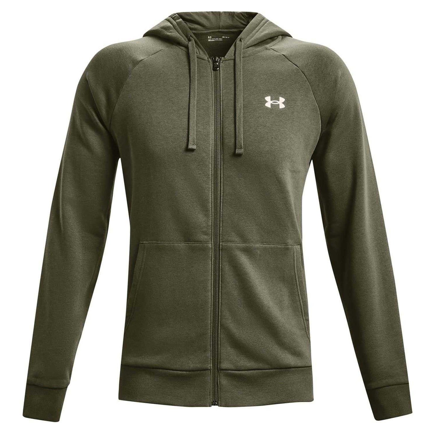 Marine OD Green - Front - Under Armour Mens Rival Fleece Full Zip Hoodie