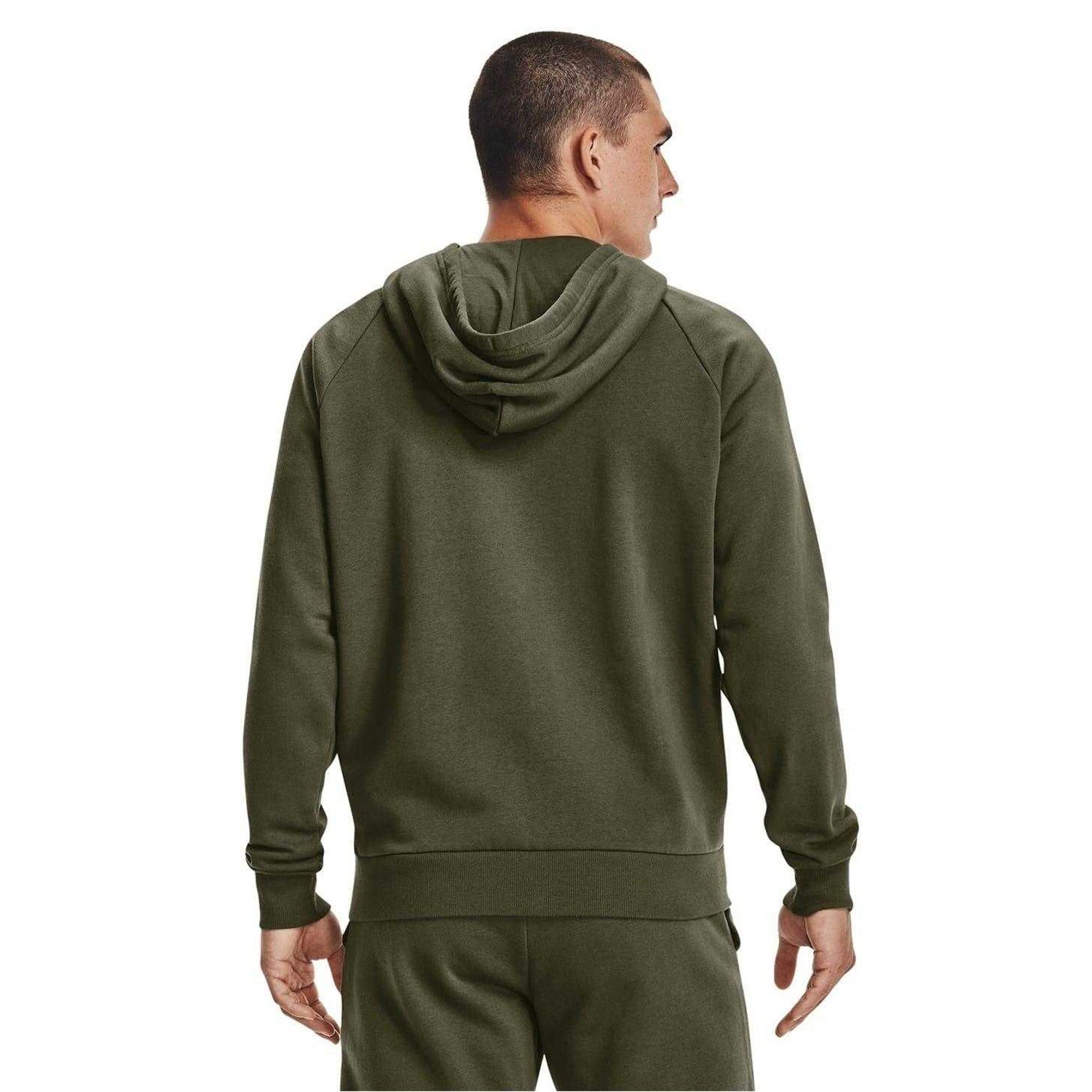 Marine OD Green - Back - Under Armour Mens Rival Fleece Full Zip Hoodie