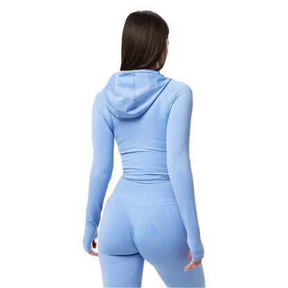 Brunnera Blue - Back - USA Pro Womens-Ladies Long-Sleeved Full Zip Hoodie