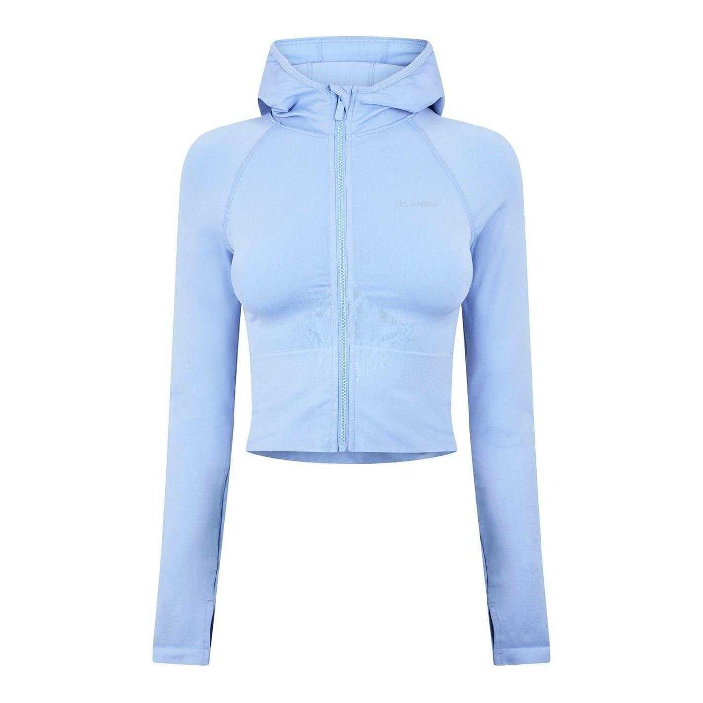 Brunnera Blue - Front - USA Pro Womens-Ladies Long-Sleeved Full Zip Hoodie