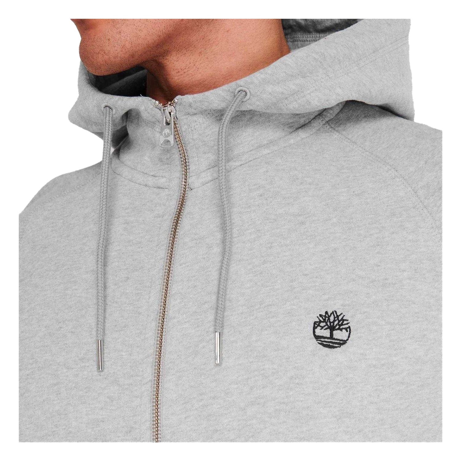 Medium Grey - Side - Timberland Mens Cotton Blend Lightweight Raglan Full Zip Hoodie