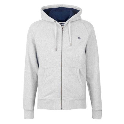 Medium Grey - Front - Timberland Mens Cotton Blend Lightweight Raglan Full Zip Hoodie