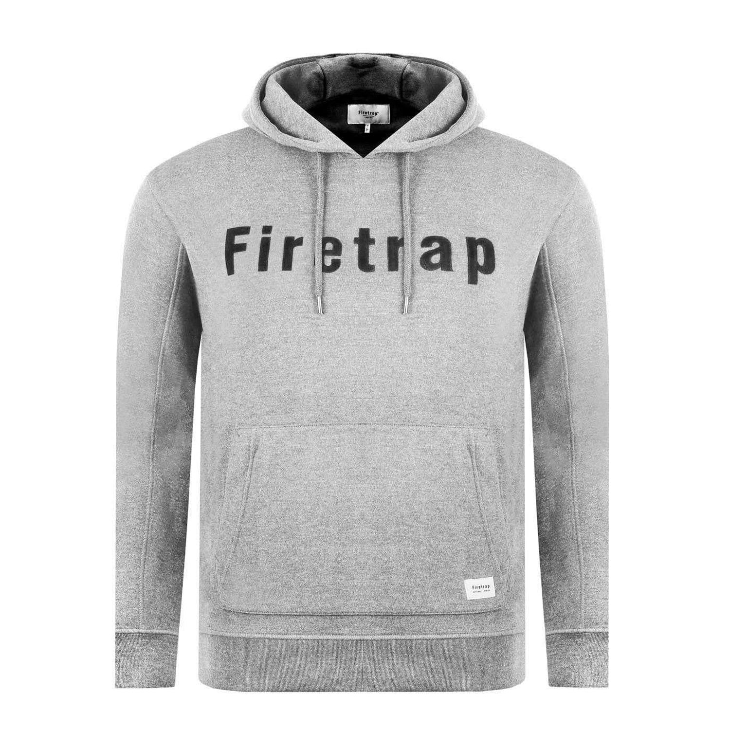 Grey Marl - Front - Firetrap Mens Graphic Fleece Hoodie