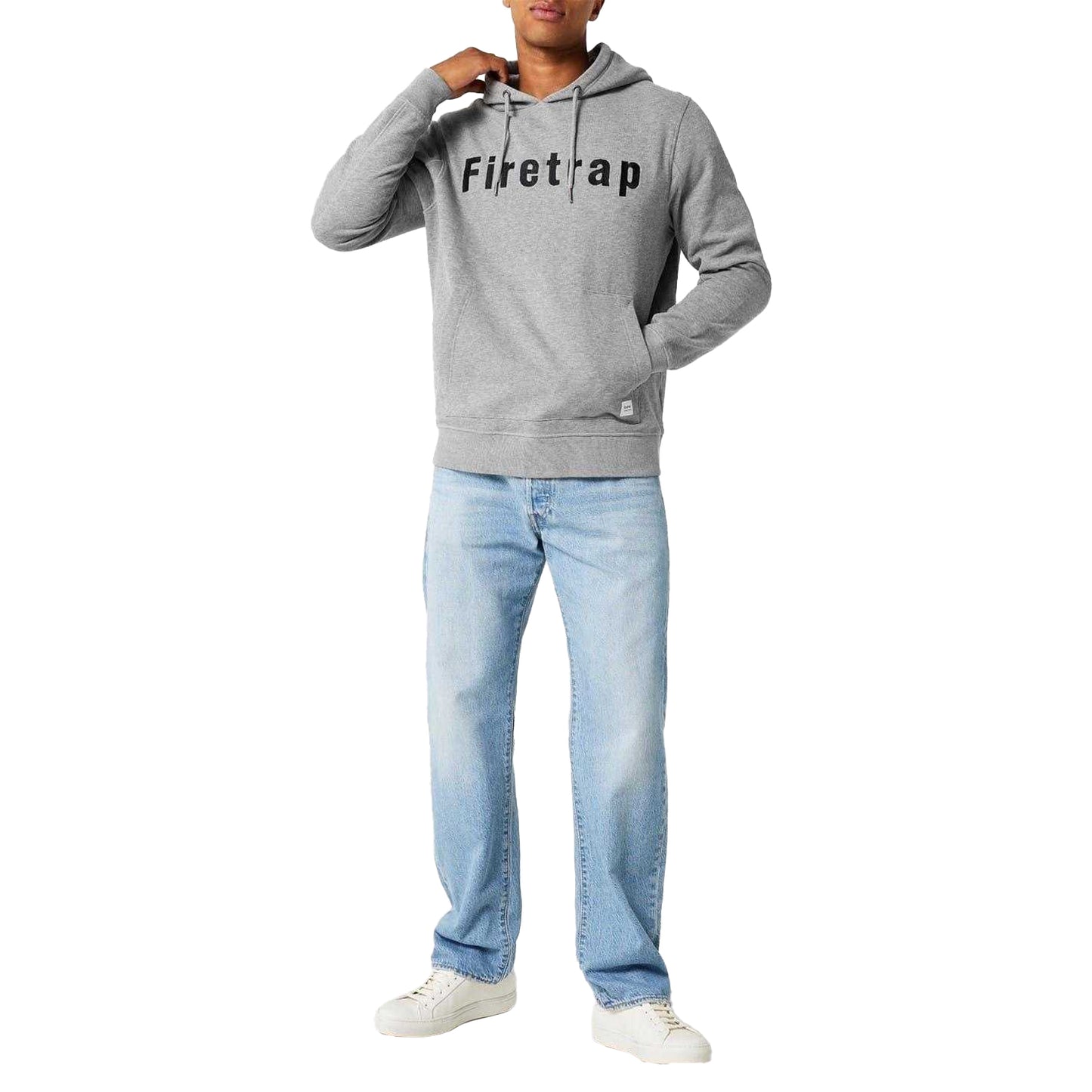 Grey Marl - Lifestyle - Firetrap Mens Graphic Fleece Hoodie