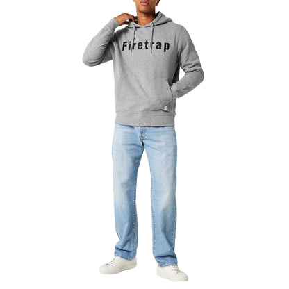 Grey Marl - Lifestyle - Firetrap Mens Graphic Fleece Hoodie