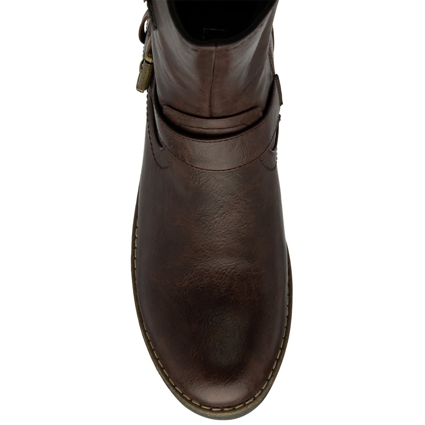 Brown - Lifestyle - Lotus Shoes Womens-Ladies Jemima Low Block Heel Biker Boots