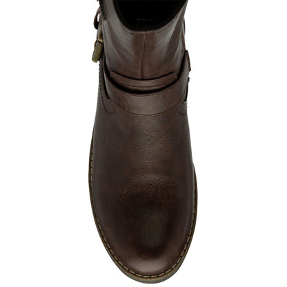 Brown - Lifestyle - Lotus Shoes Womens-Ladies Jemima Low Block Heel Biker Boots