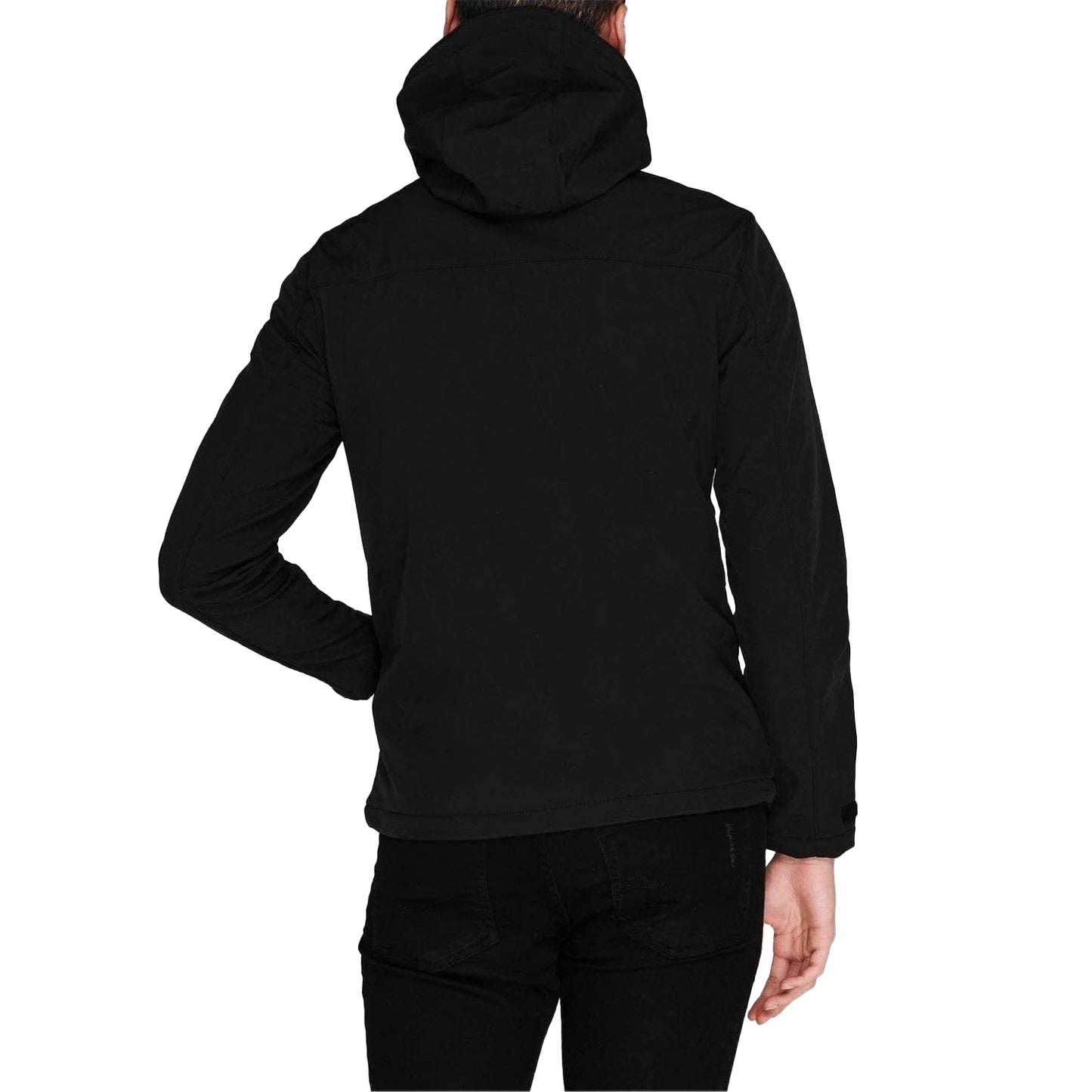 Deep Black - Back - Farah Mens Logo Polyester Full Zip Hoodie