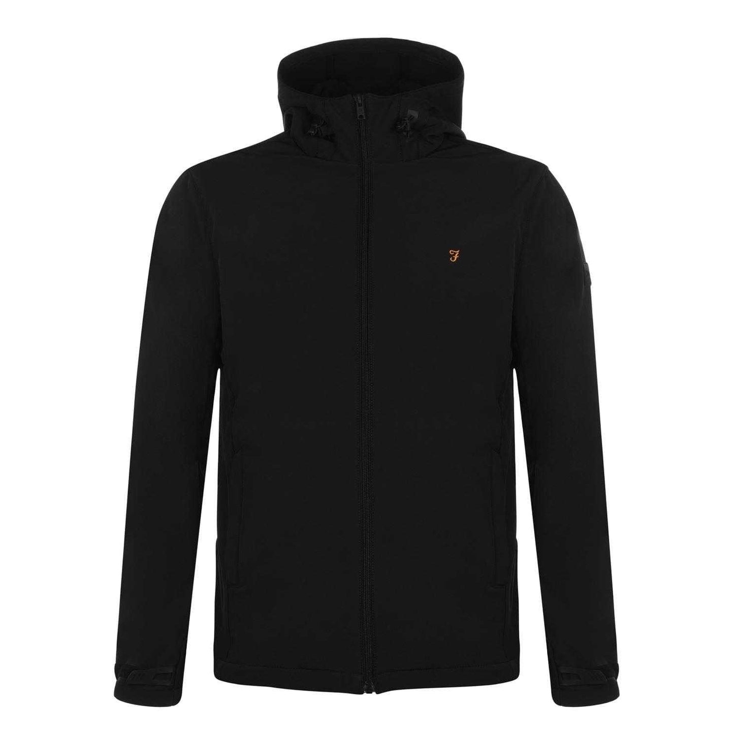 Deep Black - Front - Farah Mens Logo Polyester Full Zip Hoodie