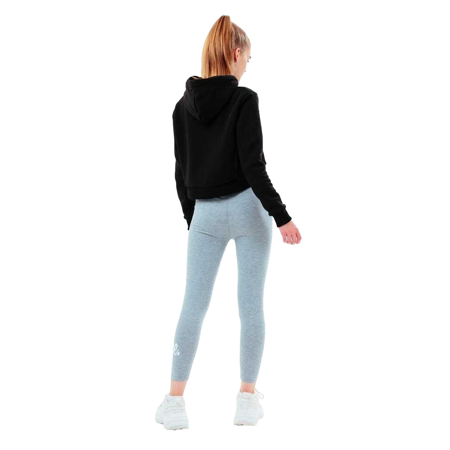 Black - Back - Hype Girls Script Cotton Crop Hoodie