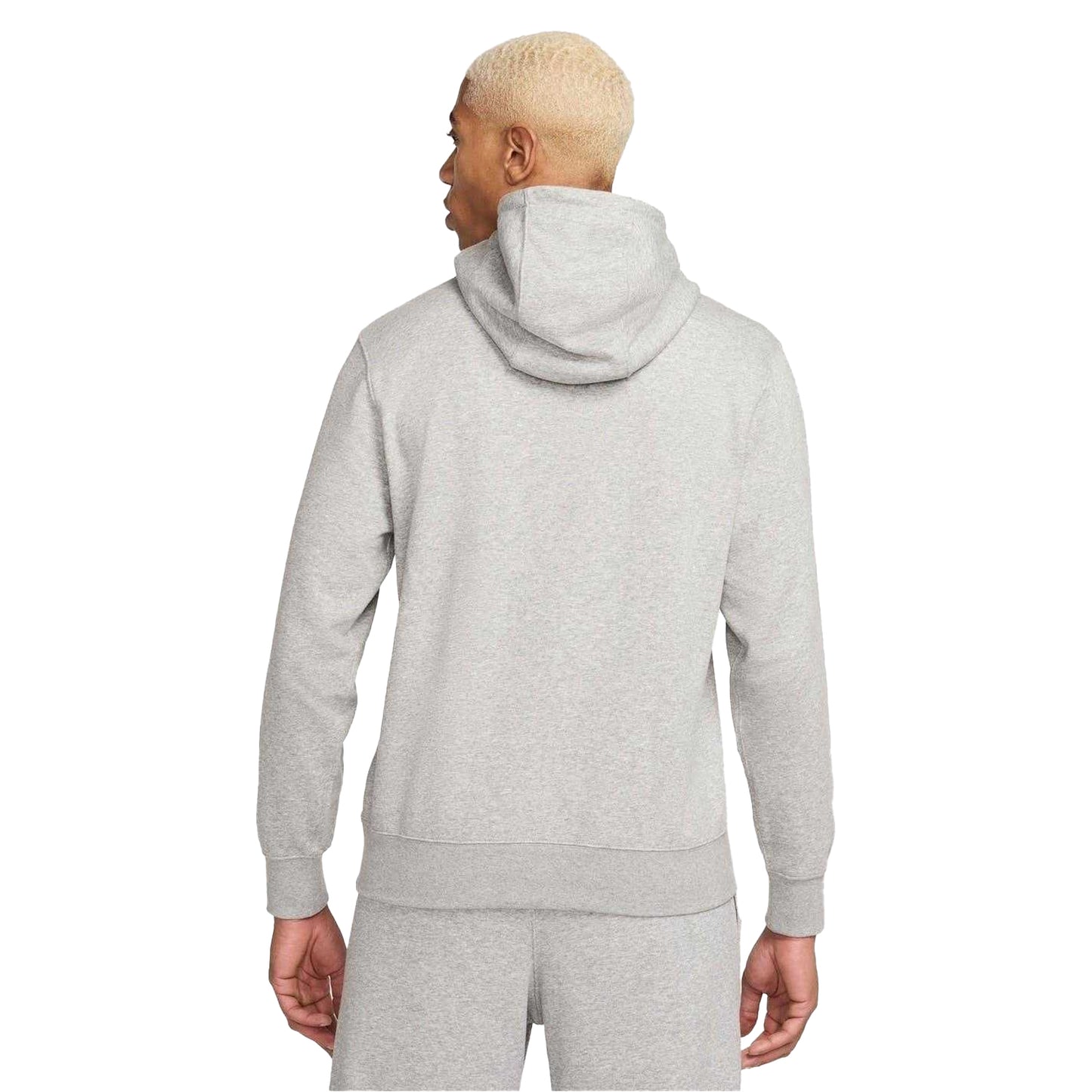 Heather Grey-White - Back - Nike Mens Club Regular Hoodie