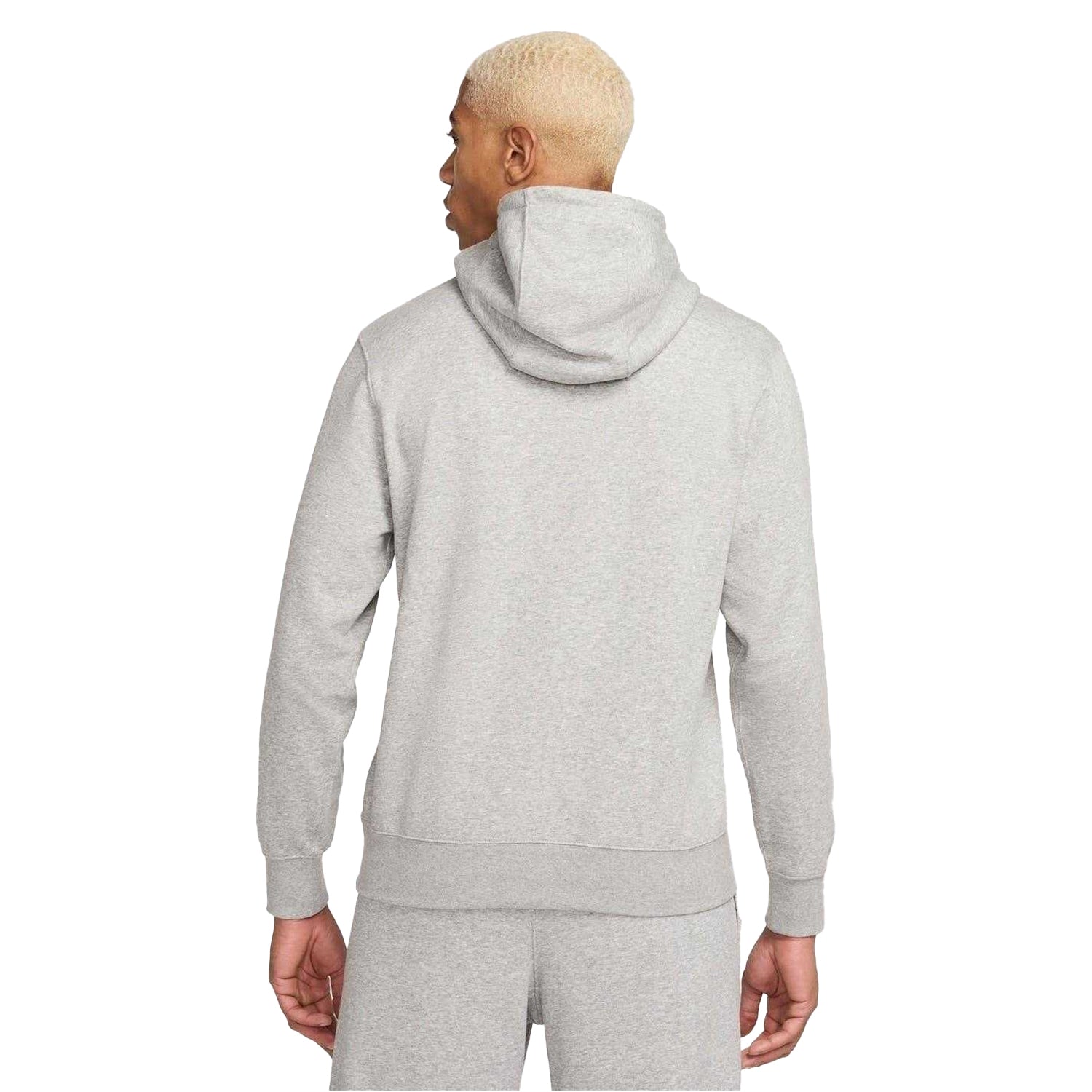 Heather Grey-White - Back - Nike Mens Club Regular Hoodie