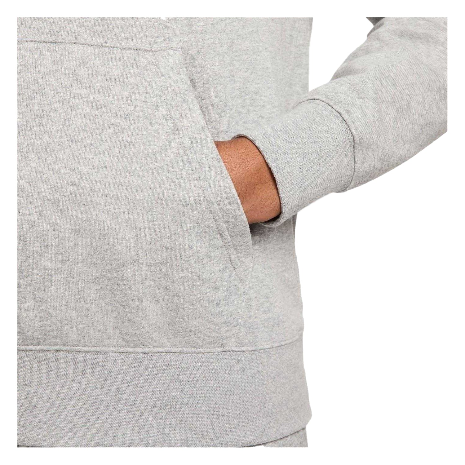 Heather Grey-White - Pack Shot - Nike Mens Club Regular Hoodie