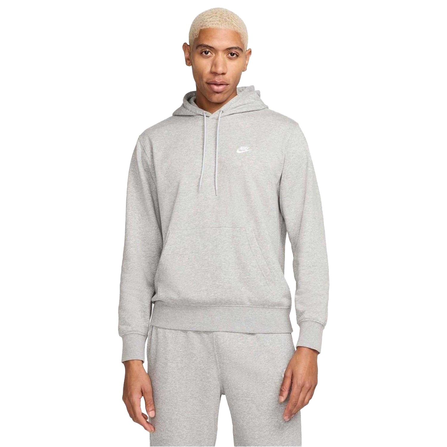Heather Grey-White - Front - Nike Mens Club Regular Hoodie