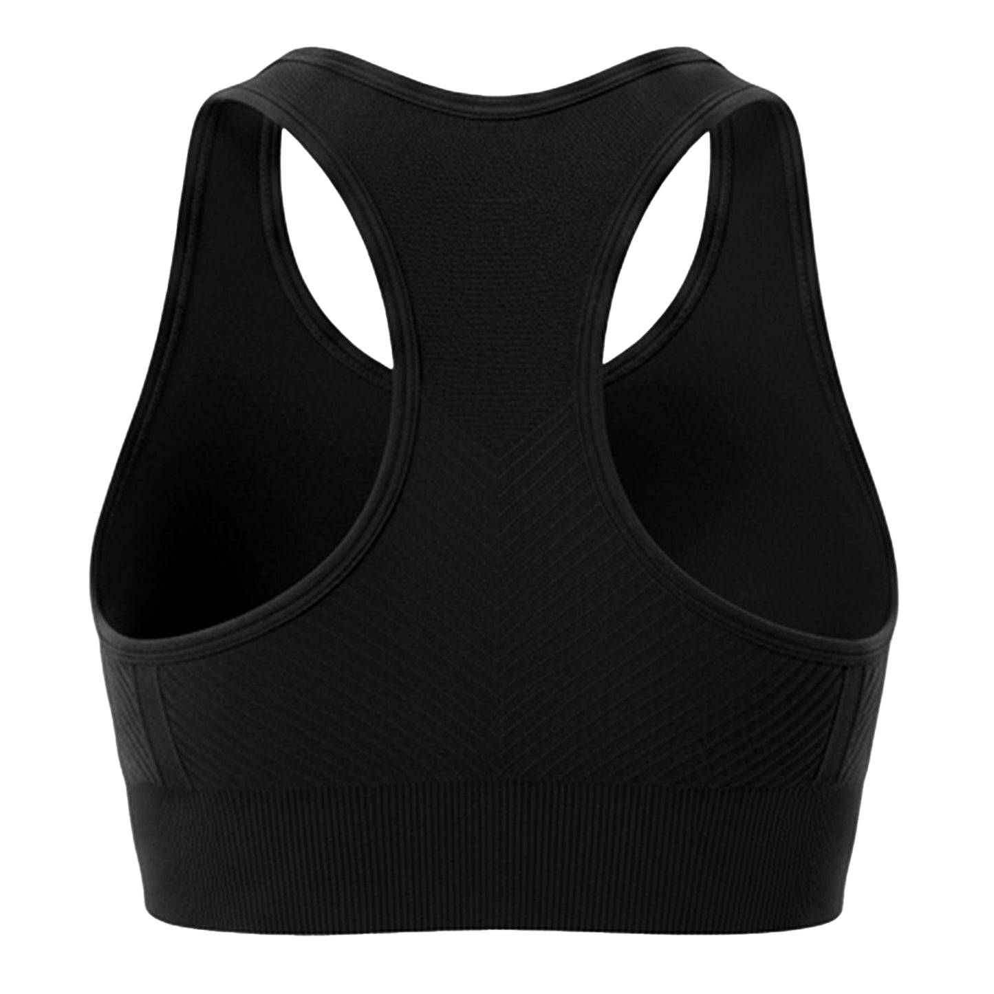 Black - Back - USA Womens-Ladies Ribbed Seamless Sports Bra