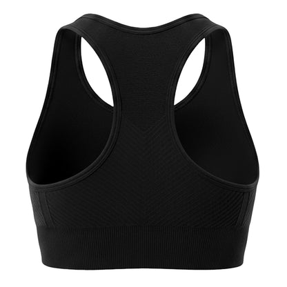 Black - Back - USA Womens-Ladies Ribbed Seamless Sports Bra