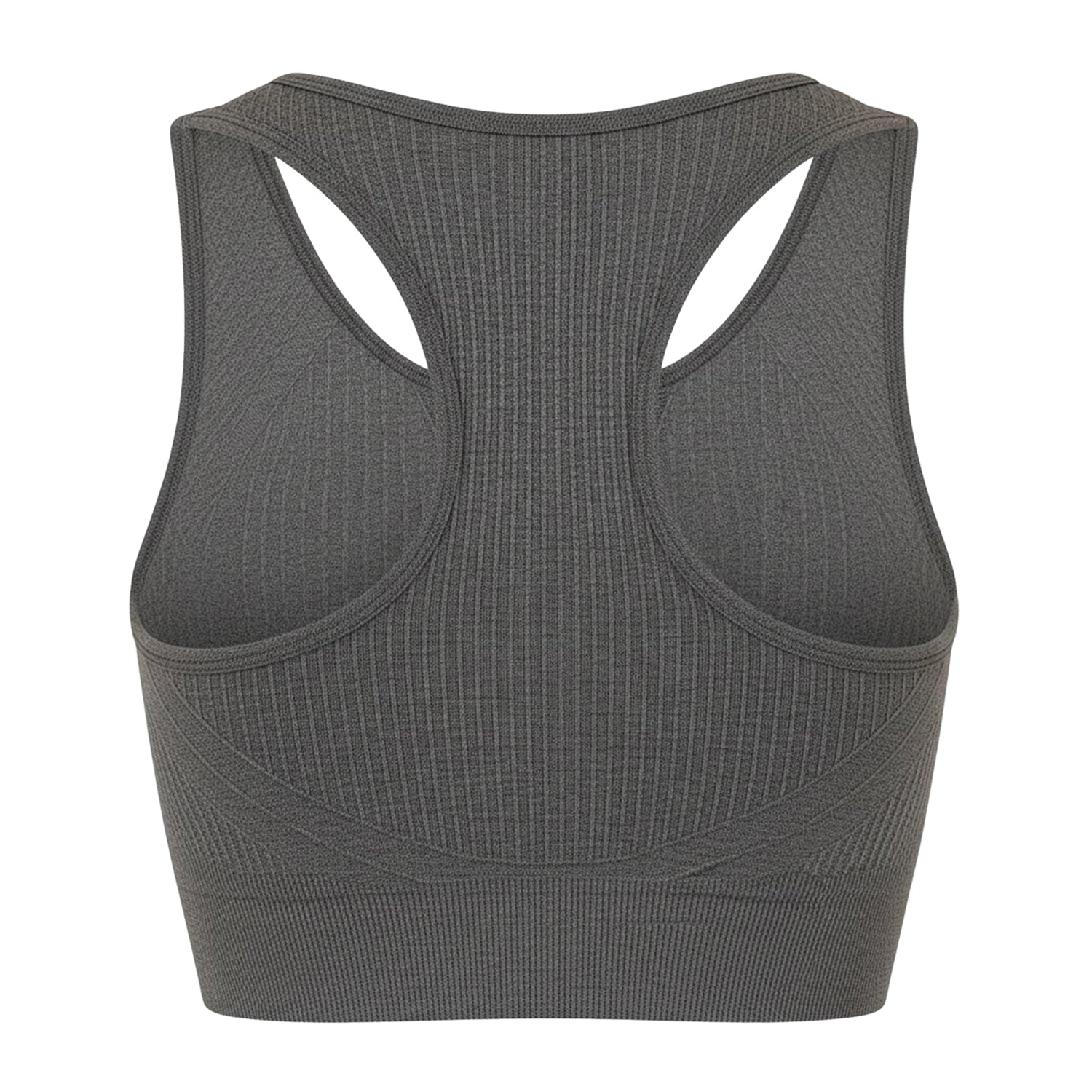 Charcoal - Back - USA Womens-Ladies Ribbed Seamless Sports Bra