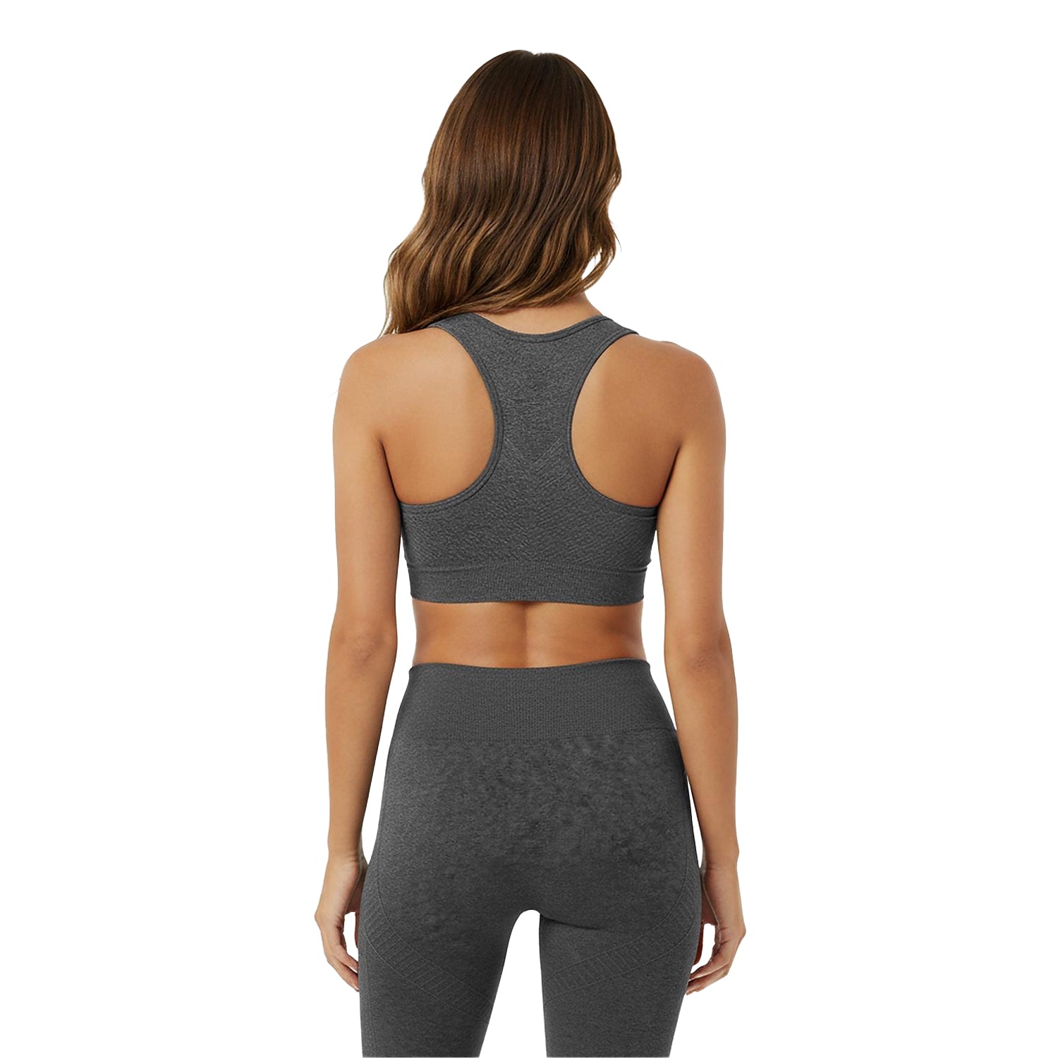 Charcoal - Lifestyle - USA Womens-Ladies Ribbed Seamless Sports Bra