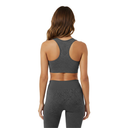 Charcoal - Lifestyle - USA Womens-Ladies Ribbed Seamless Sports Bra
