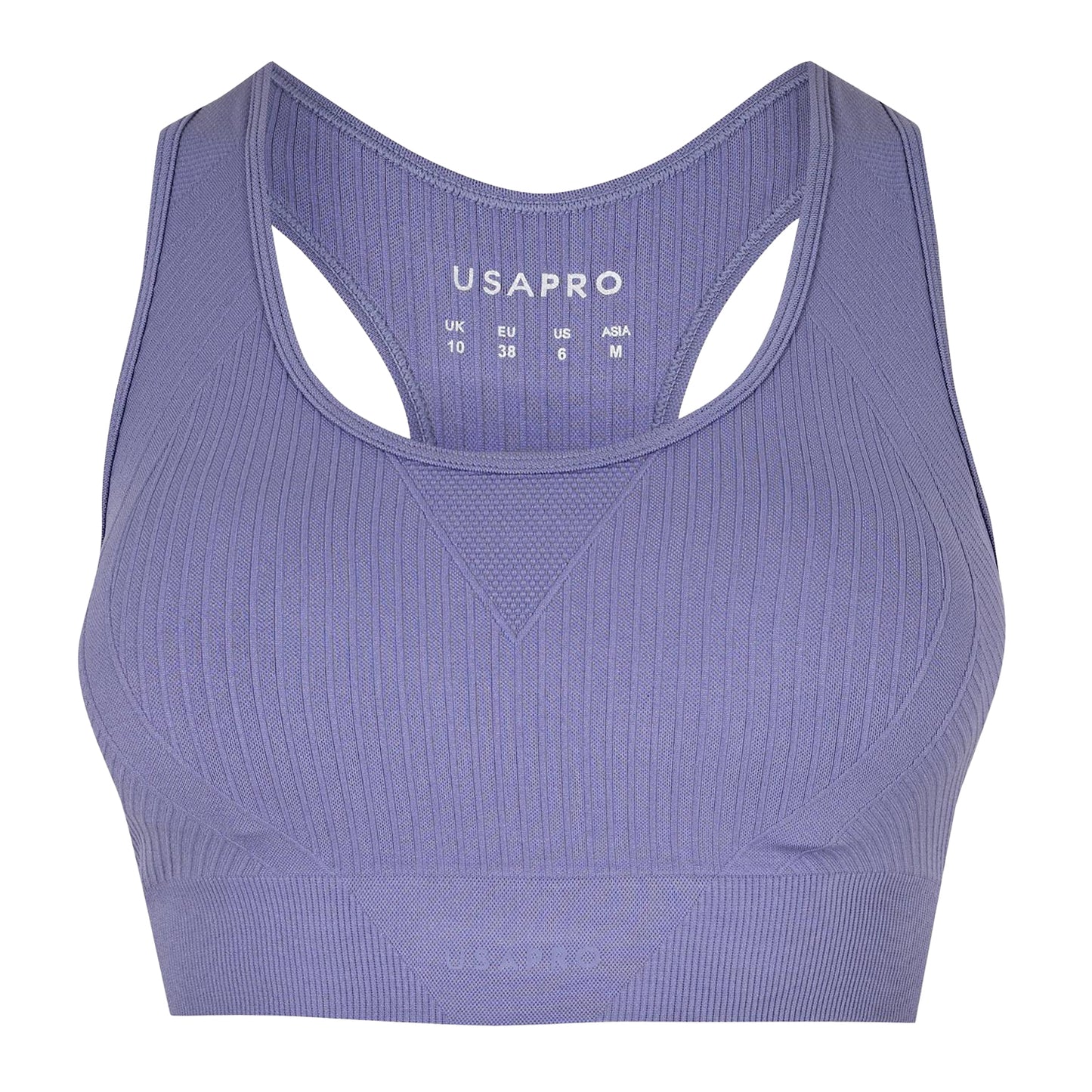 Clay - Front - USA Womens-Ladies Ribbed Seamless Sports Bra